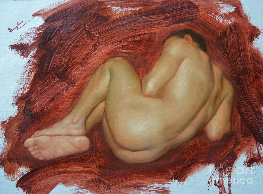 Original Oil Painting Gay Man Art-male Nude-006 Painting by Hongtao Huang