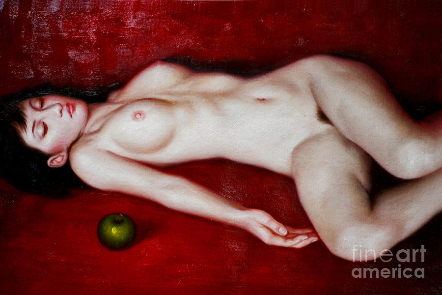 Original oil painting nude girl on canvas Painting by Hongtao Huang