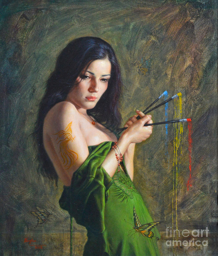 Original Oil Painting Portrait  -artist And Colour Painting by Hongtao Huang