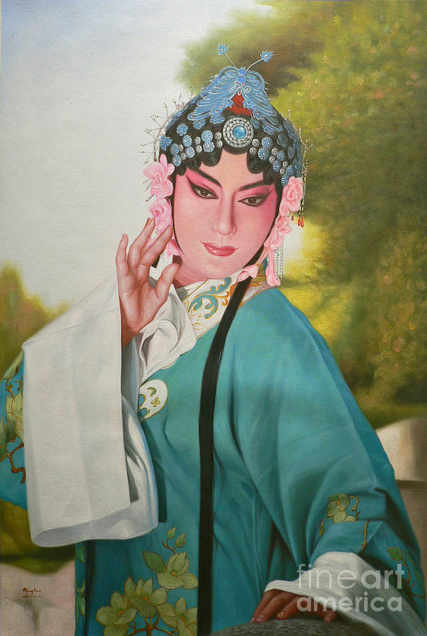 Original Oil Painting Portrait Of Man - Chinese Opera Painting by Hongtao Huang