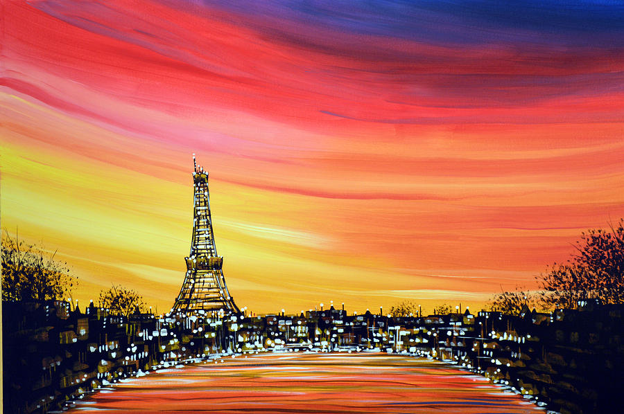 Original Paris France Art Painting Eiffel Tower Paris