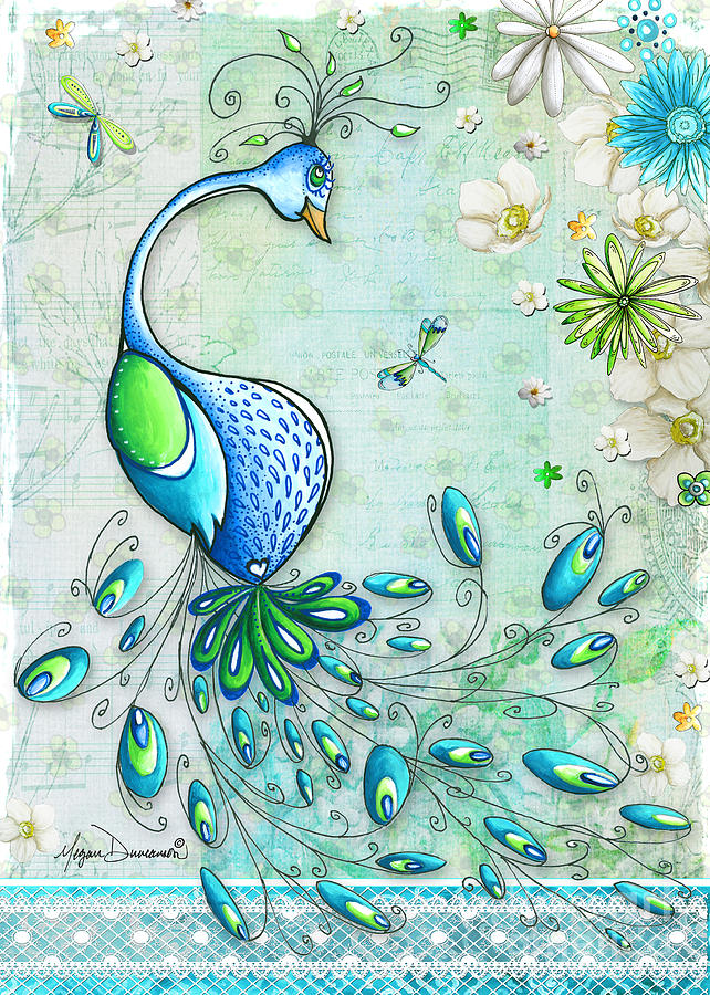 Peacock Painting - Original Peacock Painting Bird Art by Megan Duncanson by Megan Aroon