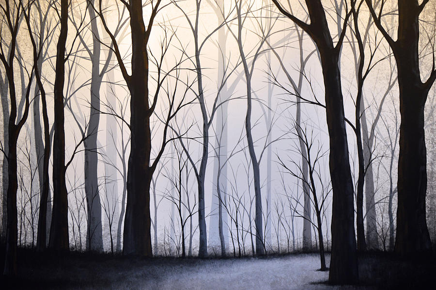 Original Tree Forest Landscape Tree Art Painting ... Through the Woods Painting by Amy Giacomelli