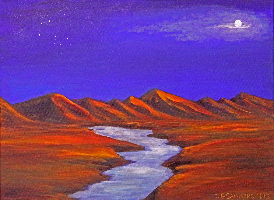 Orion and Moon Painting by Janet Greer Sammons
