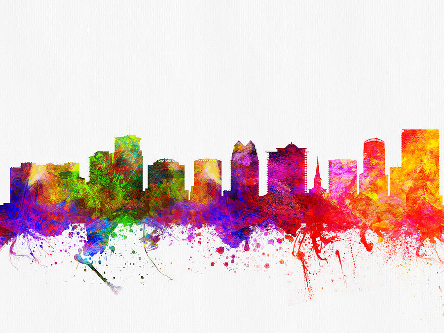 Orlando Digital Art - Orlando Florida Skyline by Aged Pixel