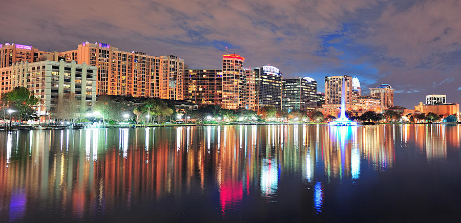 Orlando night panorama Photograph by Songquan Deng