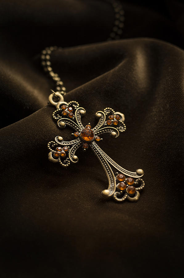 Ornamented cross with orange gems Photograph by Jaroslaw Blaminsky