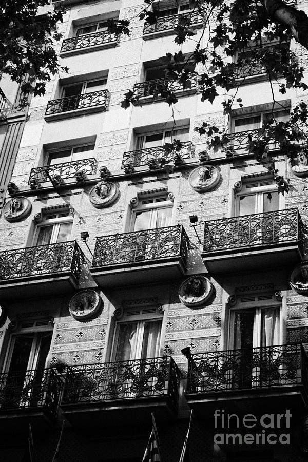 Barcelona Photograph - Ornate Balconies And Modernista Design Of Hotel On 33 Las Ramblas La Rambla Dels Caputxins Barcelona by Joe Fox