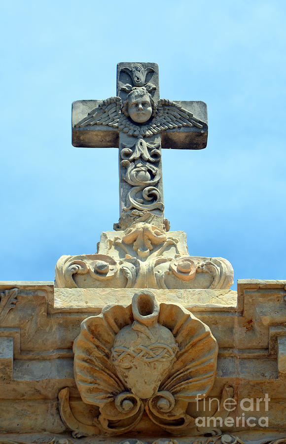 Ornate Cross Above Entrance to Mission San Jose in San Antonio Missions National Historical Park Photograph by Shawn OBrien