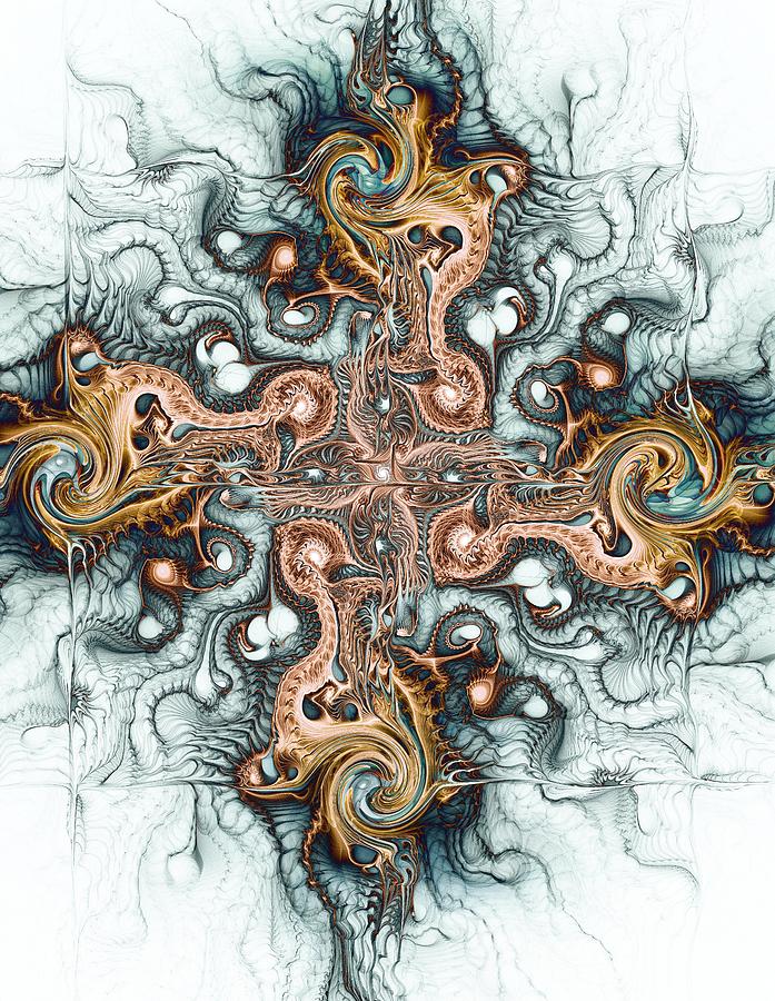 Abstract Digital Art - Ornate Cross by Anastasiya Malakhova