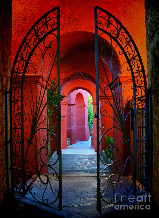 Phoenix Photograph - Ornate Gate to Red Archway by Amy Cicconi