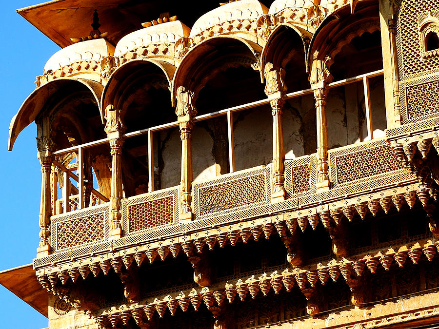 Ornate Terrace Balcony Windows Jaisalmer Fort Rajasthan India Photograph by Sue Jacobi