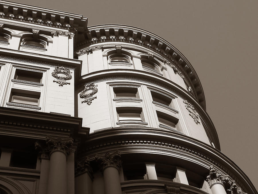 Ornate Vintage Buildings in Sepia - San Francisco Photograph by Connie Fox