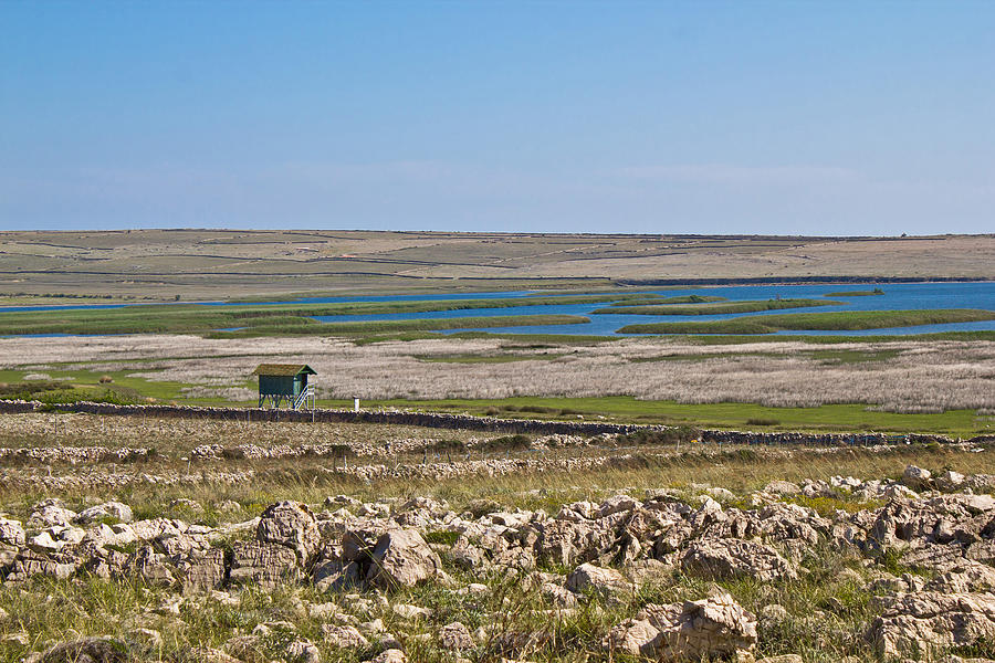 Ornithological reserve on Pag island with watching tower Photograph by Brch Photography