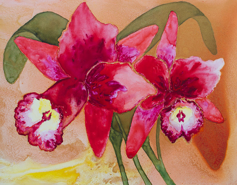 Oro Orchid Red Redeux Painting by Patricia Beebe