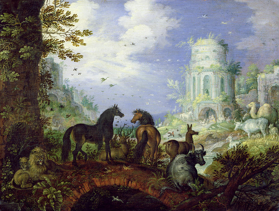 Arcadia Painting - Orpheus Charming The Animals, 1626 by Roelandt Jacobsz. Savery