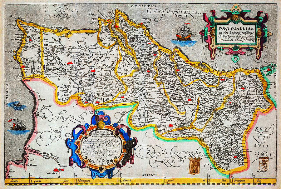 Ortelius Map of Portugal Porvgalliae Geographicus Portugalliae ortelius 1587 Painting by MotionAge Designs
