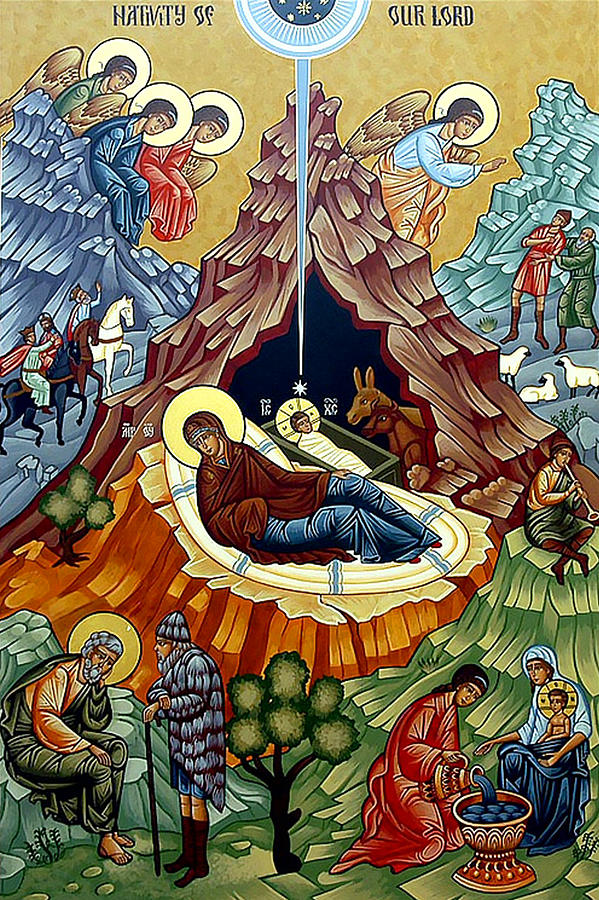 Christmas Painting - Orthodox Nativity of Christ by Munir Alawi