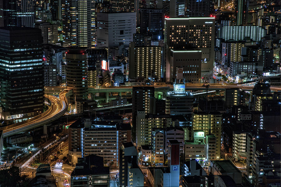 Osaka Skyline At Night Photograph by Sandro Bisaro