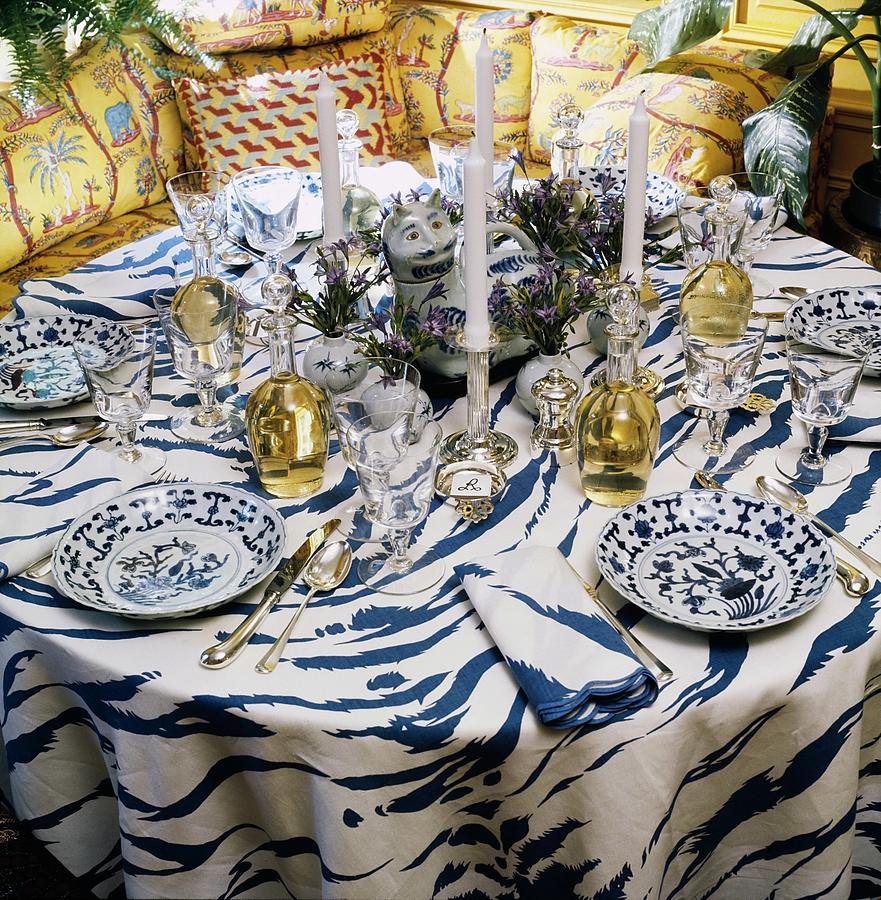 Pattern Photograph - Oscar De La Rentas Dining Table by Horst P. Horst