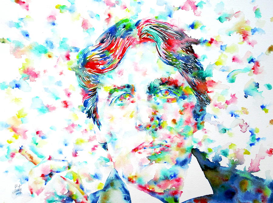 OSCAR WILDE with CIGAR - watercolor PORTRAIT Painting by Fabrizio Cassetta