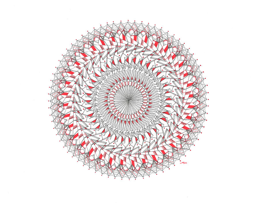 Ink Drawing - Oscillating Mandala by Tony Johnson