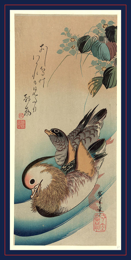 Hiroshige Drawing - Oshidori, Mandarin Ducks. Between 1830 And 1858 by Utagawa Hiroshige Also And? Hiroshige (1797-1858), Japanese