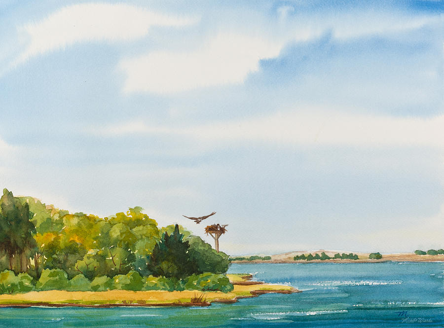 Ospreys on the Vineyard Watercolor Painting Painting by Michelle Constantine
