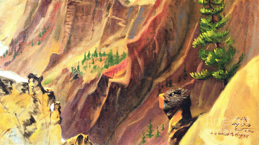 Osreys Nest in Yellowstone Canyon Painting by Art By Tolpo Collection