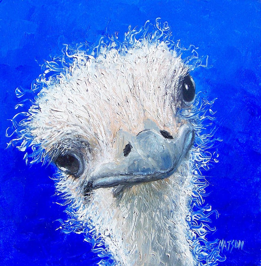 Ostrich Painting Waldo by Jan Matson Painting by Jan Matson
