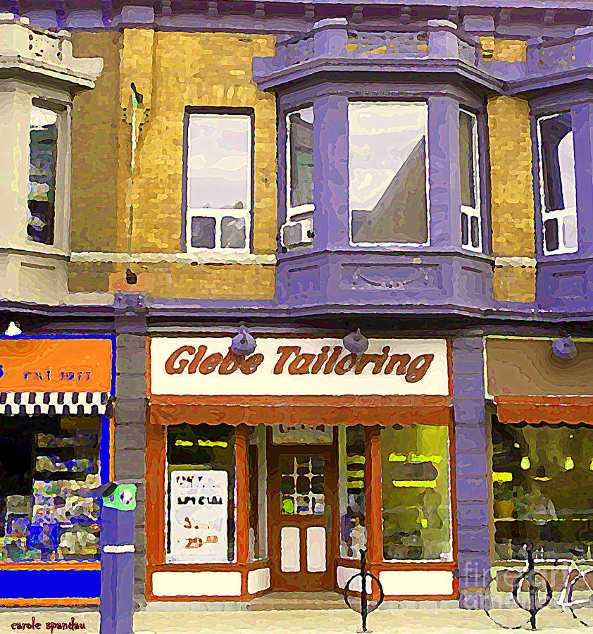 Ottawa Paintings Storefronts Glebe Tailoring Fashion Cleaners Bank Street Old Ottawa South Cspandau  Painting by Carole Spandau