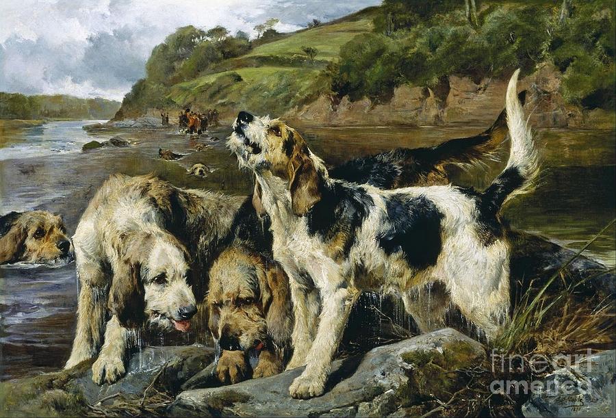 Otter Hunting Painting by Celestial Images