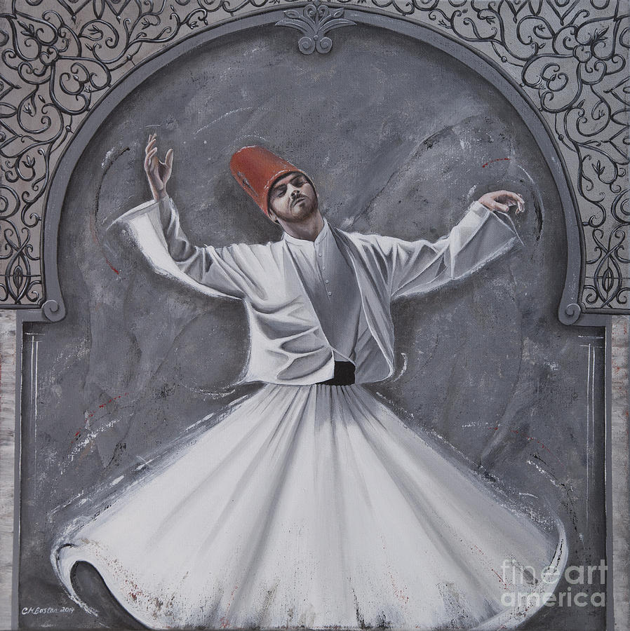 Ottoman Dervish On Slate Painting by Carol Bostan