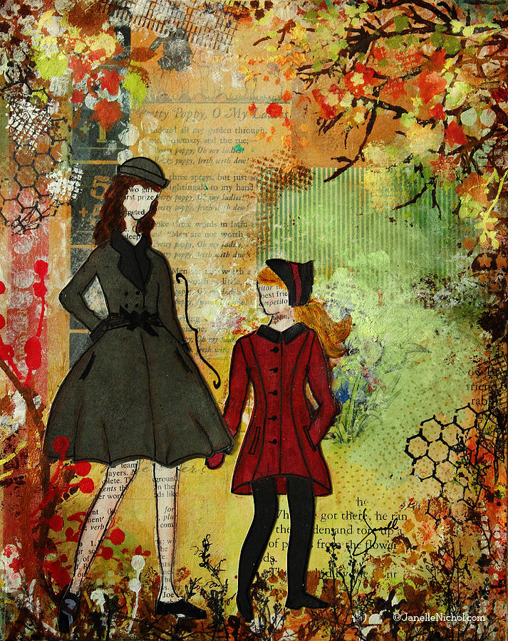 Fall Mixed Media - Our Best Memories  Autumn Days Mixed Media Folk artwork by Janelle Nichol