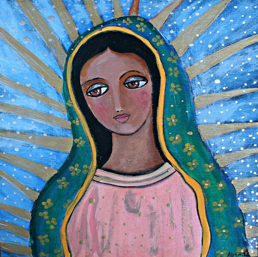Our Lady Of Guadalupe Folk Art Painting by Alma Yamazaki