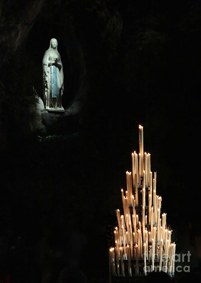 Our Lady of Lourdes with Candles Photograph by Carol Groenen