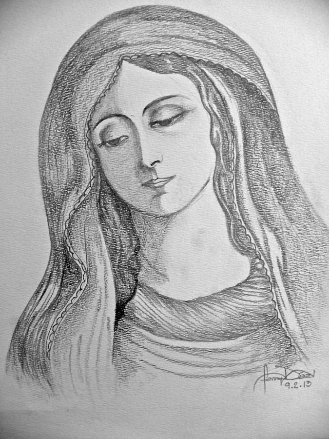 Our lady of Sorrows Drawing by Fanny Diaz - Fine Art America