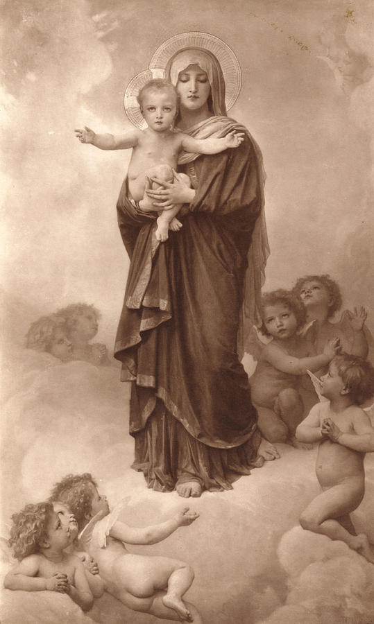 Vintage Digital Art - Our Lady of the Angels by William Bouguereau