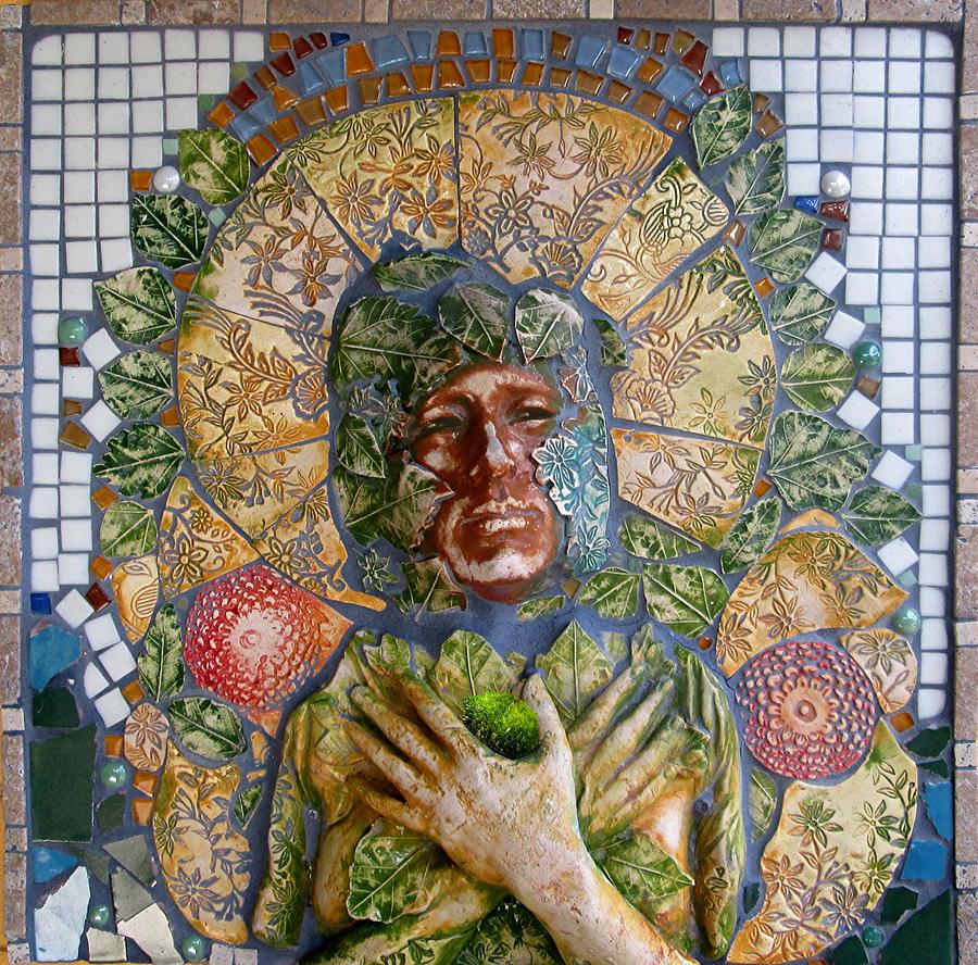 Mosaic Relief - Our Lady of the Garden by Lauren Raine
