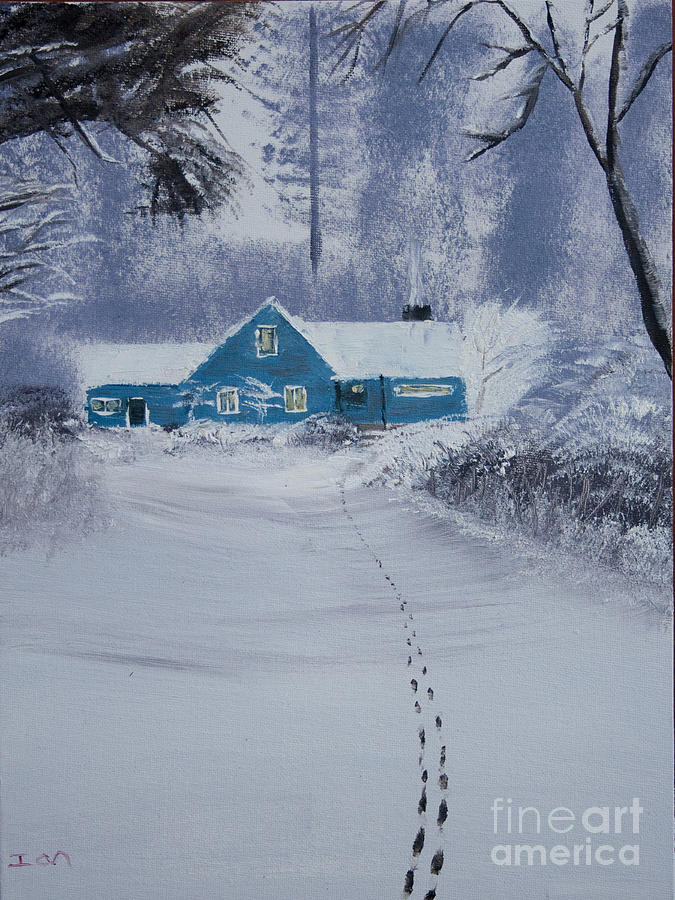 Our Little Cabin in the Snow Painting by Ian Donley