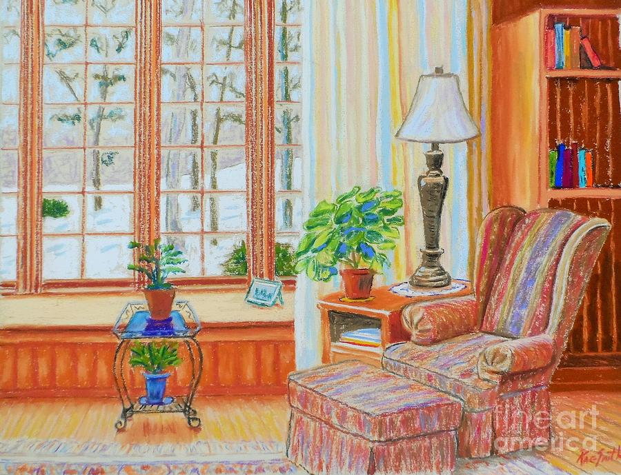 Our Living Room day after big snow Pastel by Rae  Smith PSC