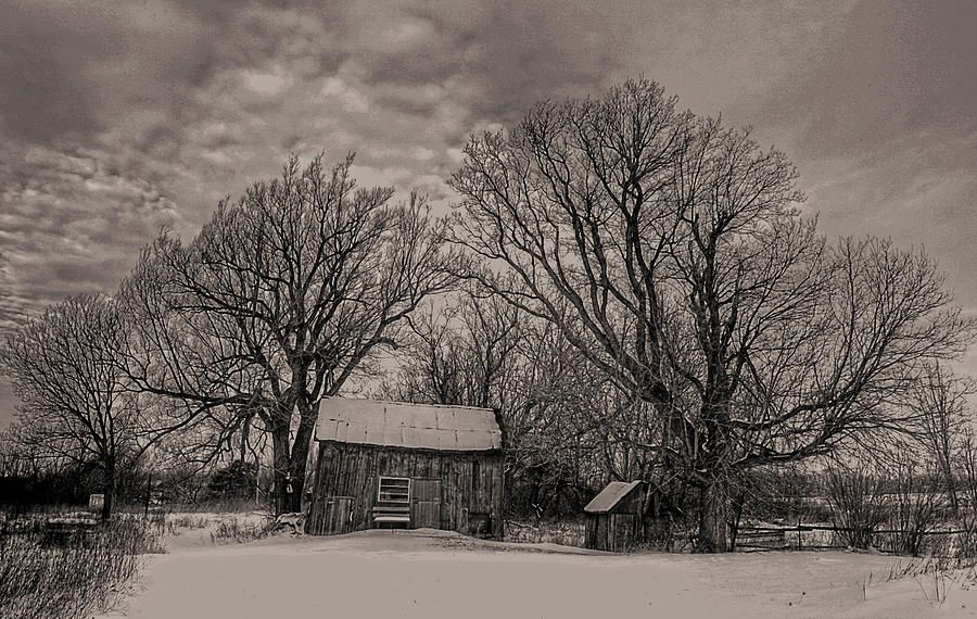 Out Buildings in Winter Photograph by Jim Vance