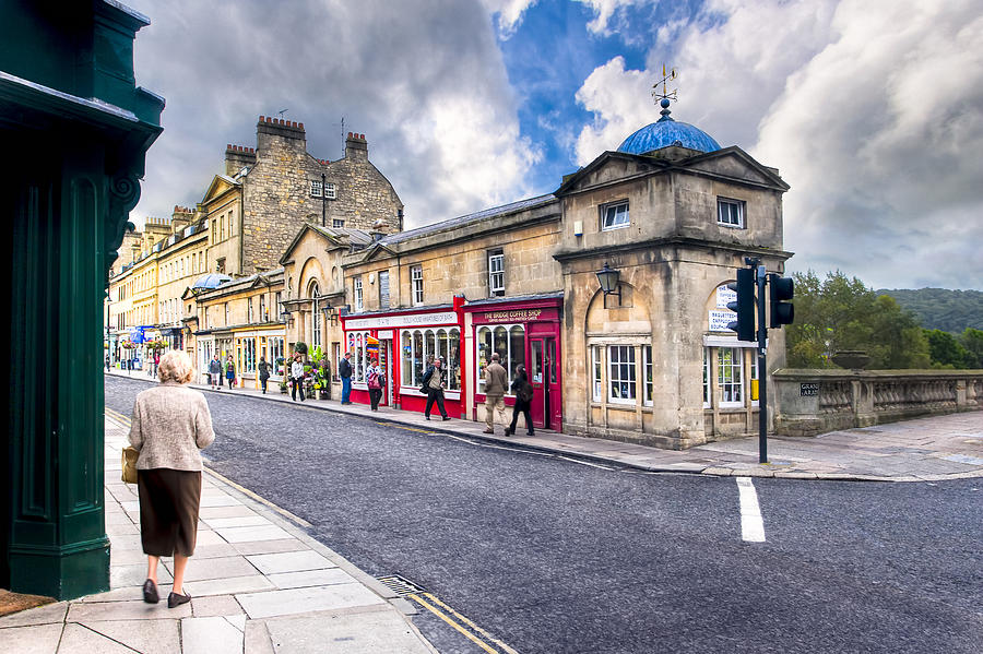 Out For A Walk on Pulteney Bridge in Bath England Photograph by Mark Tisdale
