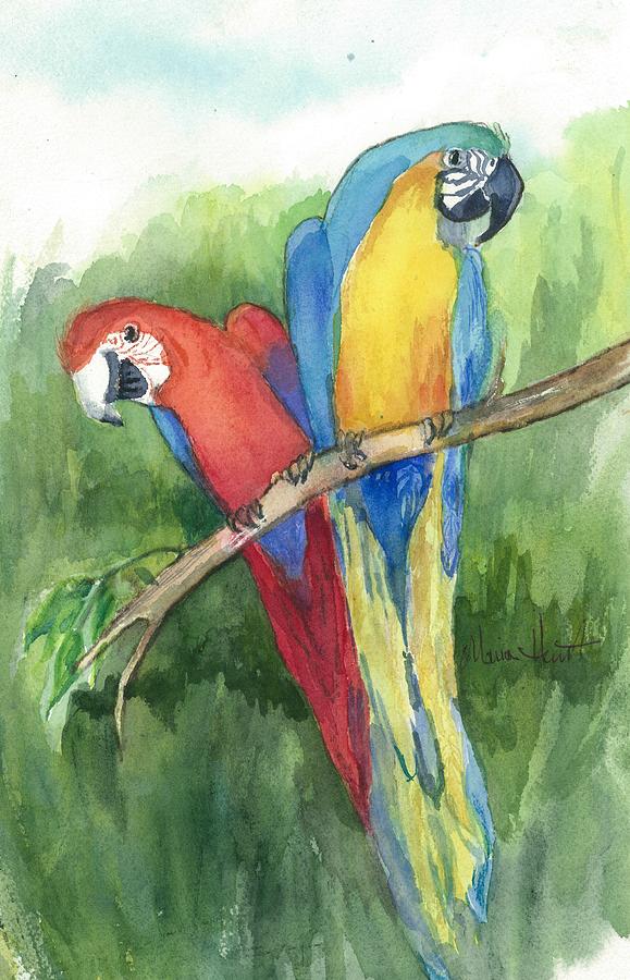 Birds Painting - Lunch in the Wild by Maria Hunt Birds Painting - Lunch in the Wild by Maria Hunt