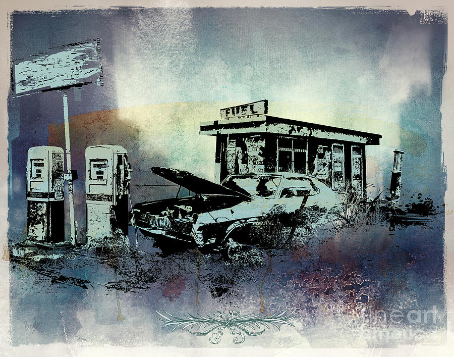 Vintage Digital Art - Out of Fuel by Peter Awax