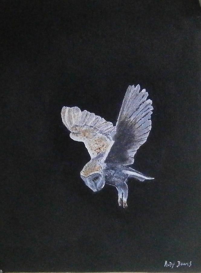 Barn Owl Painting - Out of the Darkness by Andy Davis