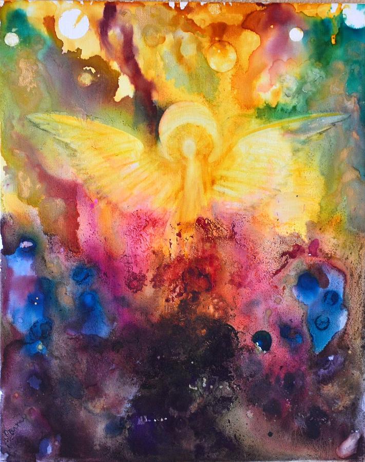 Angels Painting - Out of the Darkness by Carmela  Sanchez 