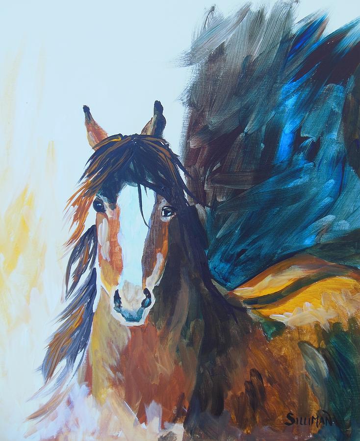 Abstract Painting - Out of the Shadows Mustang by Veronica Yoder