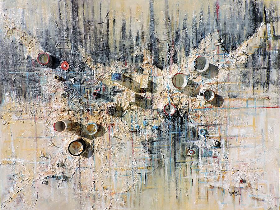 Abstract Mixed Media - Out There by Kathy Meredith