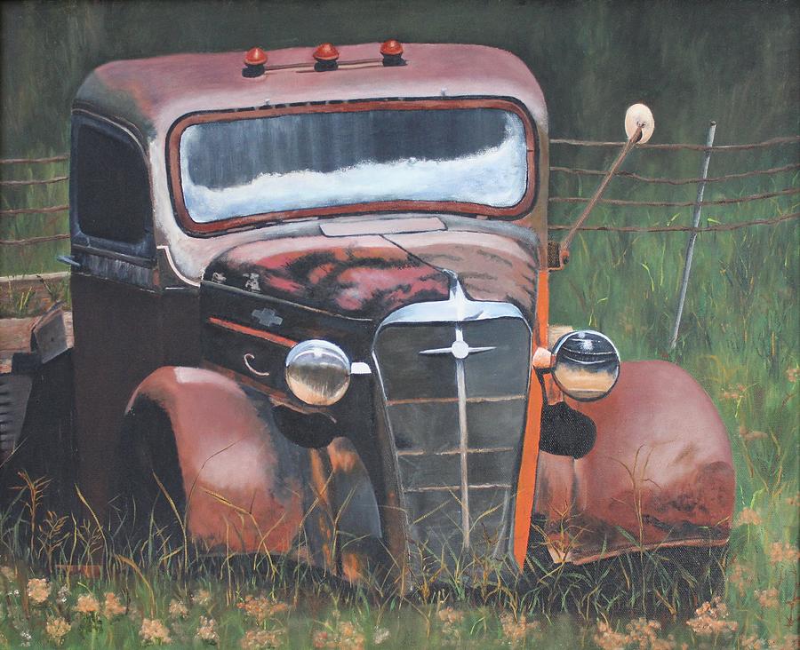 Truck Painting - Out to Pasture by Sylvian Parkison